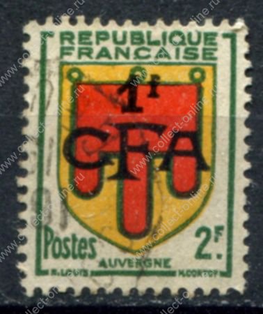 Реюньон 1949-1952 гг. • Iv# 287 • 1 fr./6 fr. • надпечатка нов. номинала и CFA • Used VF ( кат. - €3 )