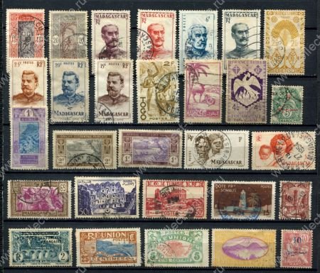 Французские колонии XIX-XX век • лот 29 разных старых марок • Used F-VF