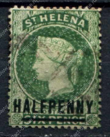 Святой Елены о-в 1884-1894 гг. • Gb# 35 • ½ на 6 d. • Королева Виктория • надпечатка нов. номинала • Used VF ( кат.- £24 )