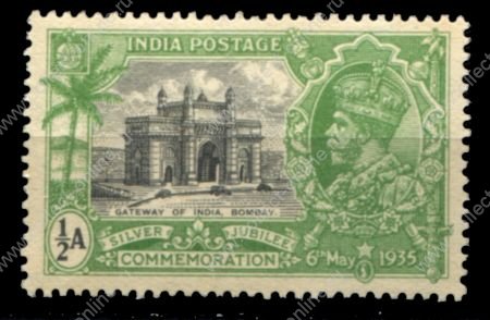 Индия 1935 г. • Gb# 240 • ½ a. • 25-летие правления Георга V • ворота Индии • MNH OG VF ( кат. - £3 )