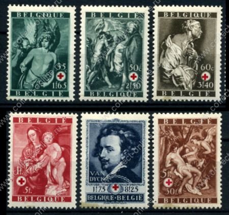 Бельгия 1944 г. • Mi# 647-652 • религиозная живопись, Ван Дейк • Красный Крест • полн. серия • MNH OG VF