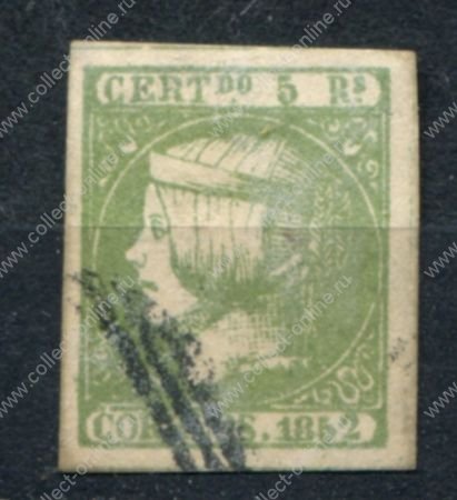 Испания 1852 г. • Mi# 15 • 5 R. • Изабелла II • стандарт • Used VF ( кат. - €130 )