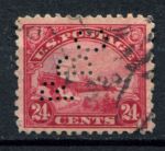 США 1923 г. • Sc# C6 • 8 c. • биплан De Havilland DH-4 • авиапочта • Used перфин ( кат.- $ 35 )
