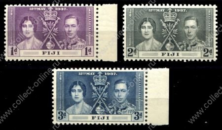Фиджи 1937 г. • Gb# 246-248 • Коронация Георга VI • полн. серия • MNH OG XF+