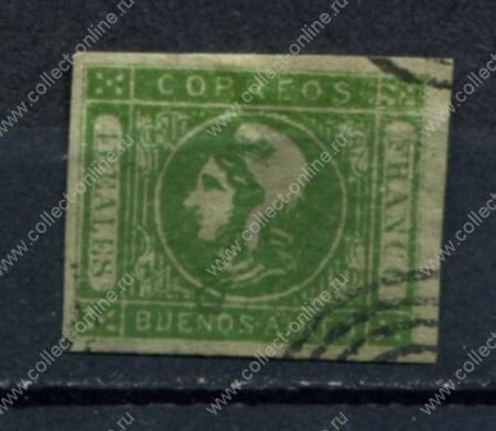 Аргентина • Буэнос-Фйрес 1859 г. • Sc# 9 • 4 r. • "Свобода"• Used VG* ( кат. - $200 )