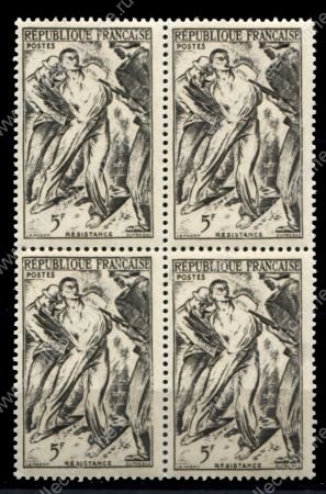 Франция 1947 г. • Iv# 790 • 5 fr. • Движение сопротивления • кв. блок • MNH OG VF