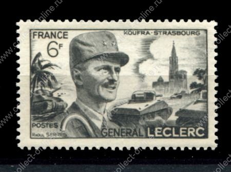 Франция 1948 г. • Iv# 815 • 6 fr. • военачальники • маршал Леклерк • MNH OG VF