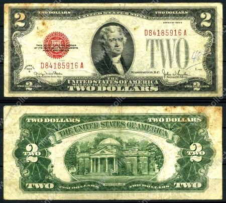 США 1928 г. • P# 378g G • 2 доллара • Джефферсон • F-