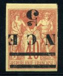 Новая Каледония 1883-1884 гг. • Iv# Tt 6a • 5 на 40 c. • переверн. надпечатка нов. номинала • MH OG VF ( кат.- € 35 )