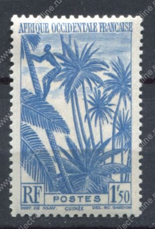 Французская Западная Африка 1947 г. • Iv# 32 • 1.50 fr. • основной выпуск • африканец на пальме • MH OG VF