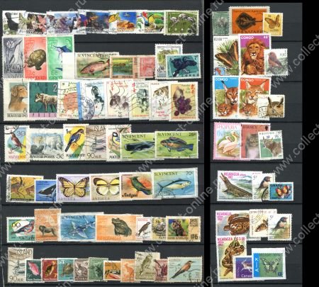 Фауна • набор 75 разных иностранных марок • Used F-VF