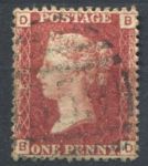 Великобритания 1858-1879 гг. • Gb# 44 (pl. 80) • 1 d. • Королева Виктория • Used VF ( кат.- £3 )