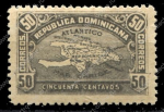 Доминикана 1900 г. • SC# 118 • 50 c. • карта страны • MH OG XF