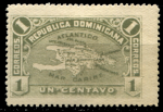 Доминикана 1900 г. • SC# 113 • 1 c. • карта страны • MNG VF