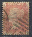 Великобритания 1858-1879 гг. • Gb# 44 (pl. 160) • 1 d. • Королева Виктория • Used VF ( кат.- £3 )
