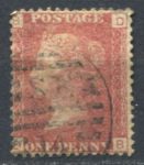 Великобритания 1858-1879 гг. • Gb# 44 (pl. 160) • 1 d. • Королева Виктория • Used VF ( кат.- £3 )