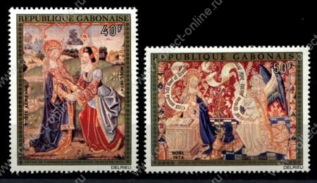Габон 1974 г. • Mi# 547-548 • 40 и 50 fr. • Рождество, религиозная живопись • полн. серия • MNH OG VF