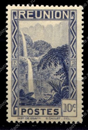 Реюньон 1933-1938 гг. • Iv# 129 • 10 c. • основной выпуск • водопад • MNH OG VF