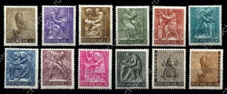 Ватикан 1966 г. • Mi# 490-501 • 5 - 180 l. • барельефы "профессии" • полн. серия • MNH OG VF