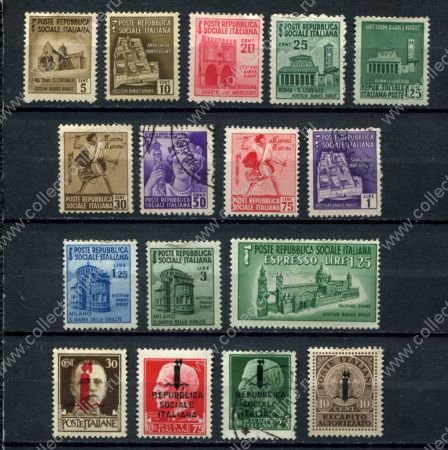 Италия 1944 г. • Итальянская Социальная Республика • стандарт • 16 марок • MNH OG/Used VF