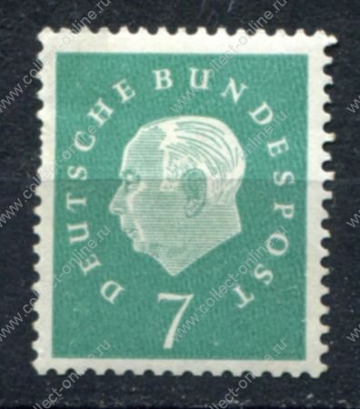 Германия • ФРГ 1959 г. • Mi# 302R • 7 pf. • Президент Теодор Хойс • стандарт • из рулона • MNH OG VF ( кат.- €7 )