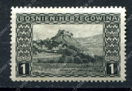 Босния и Герцеговина 1906 г. • Sc# 30 • 1 h. • осн. выпуск • город на холме • Used VF