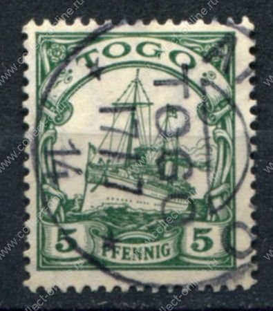 Того 1909-1919 гг. • Mi# 21 • 5 pf. • Императорская яхта "Гогенцоллерн" • в.з. • Used VF