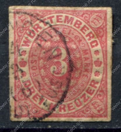 Вюртемберг 1869-1873 гг. • Mi# 37 • 2 kr. • стандарт • Used F (на вырезке)