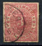 Вюртемберг 1869-1873 гг. • Mi# 37 • 2 kr. • стандарт • Used F (на вырезке)