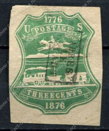 США 1876 г. • Sc# U219 • 3 c. • 100 лет провозглашения независимости • вырезка • Used VF
