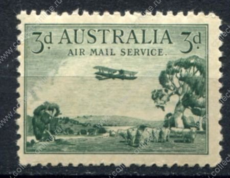 Австралия 1929 гг. • GB# 115 • 3 d. • Аэроплан над пастбищем • авиапочта • MNH OG XF ( кат. - £9.00+ ) 