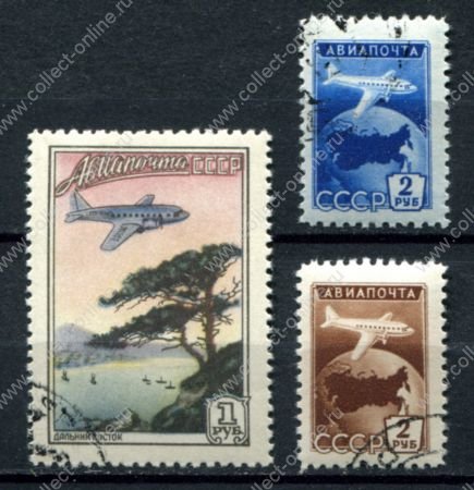 СССР 1955 г. • Сол# 1814-6 • 1 - 2 руб. • Авиапочта • полн. серия • Used(ФГ) OG VF