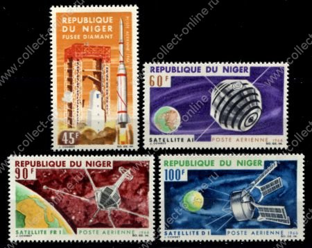 Нигер 1966 г. • Mi# 124-127 • 45 - 100 fr. • Французская космические спутники • полн. серия • MNH OG VF