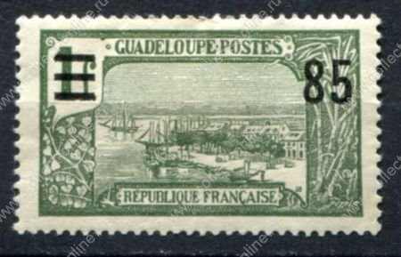 Гваделупа 1924-1927 гг. • Iv# 91 • 25 c. на 1 fr. • надпечатка нов. номинала • корабли в порту • MH OG F-VF