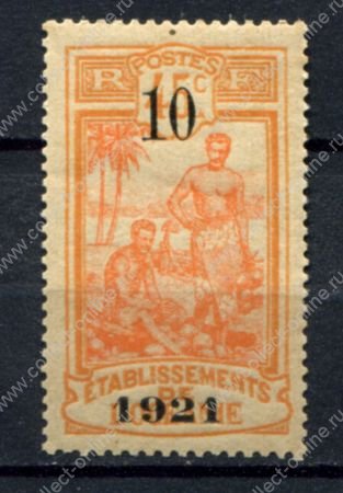 Французская Океания 1921 г. • Iv# 45 • 10 c. на 45 c. • надпечатка нов. номинала • MH OG VF ( кат. - €40 )