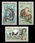 Мадагаскар 1961 г. • Mi# 467-469 • 2 - 12 fr. • Фауна Африки, лемуры • полн. серия • MNH OG VF