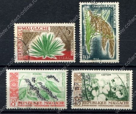 Мадагаскар 1960 г. • Mi# 450,452-454 • 5..15 fr. • сельскохозяйственные культуры • 4 марки • Used VF