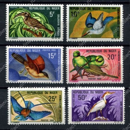 Нигер 1968 г. • Mi# 193-198 • 5 - 50 fr.• птицы Африки • полн. серия • MNH OG VF
