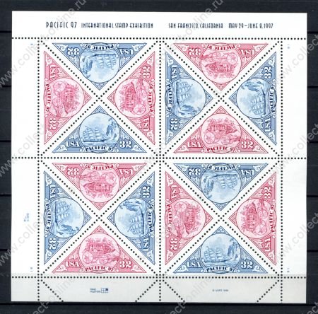 США 1997 г. • Sc# 3130-3131 • 150 лет 1-й почтовой марке США • мал. лист • MNH OG VF