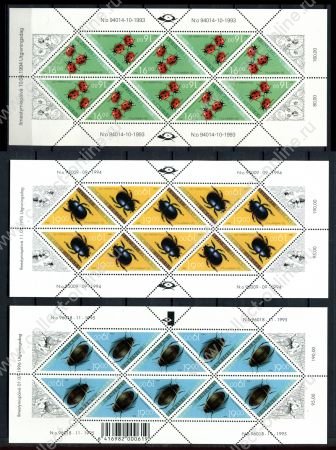 Финляндия 1994-1996 гг. • Mi# KB 1255,1301,1351 • жуки • мал. листы • MNH OG VF
