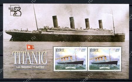 Ирландия 1999 г. • Mi# Block 31 I • пароход "Титаник" • надпечатка • блок • MNH OG VF