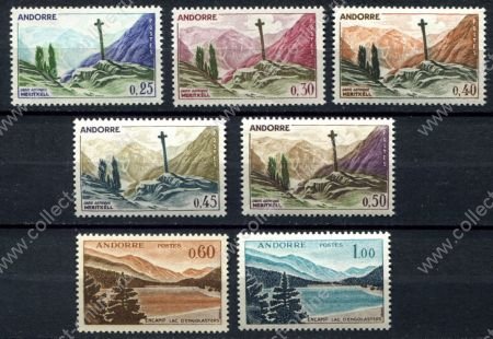 Французская Андорра 1961 г. • Mi# 168-174 • 0.25 - 1.00 fr. • осн. выпуск • ландшафты • полн. серия • MNH OG XF ( кат.- € 75 )