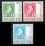 Монако 1985 г. • Mi# 1677-1679 • 100-летие 1-й почтовой марки Монако, выставка • полн. серия • MNH OG VF