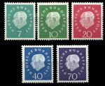 Германия • ФРГ 1959 г. • Mi# 302-306 • 7 - 70 pf. • Президент Теодор Хойс • стандарт • полн. серия • MLH OG VF ( кат.- €20- )