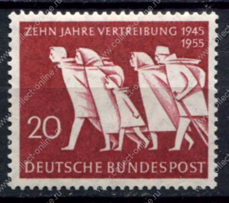 Германия • ФРГ 1955 г. • MI# 215 • 10-летие перемещения восточных немцев • MH OG VF ( кат. - €5- )