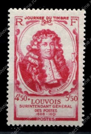 Франция 1947 г. • Iv# 779 • 4.50+4.50 fr. • День почтовой марки • маркиз Де Лувуа • MNH OG VF
