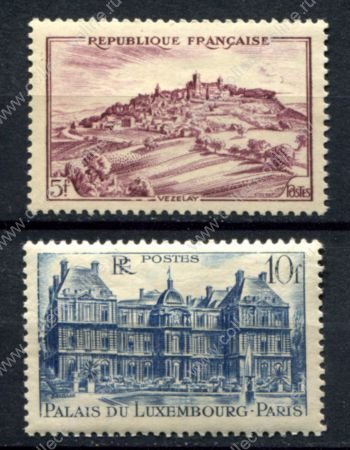 Франция 1946 г. • Iv# 759-760 • 5 и 10 fr. • города и пейзажи • полн. серия • MNH OG VF