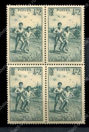 Франция 1945 г. • Mi# 733(Iv# 740) • 2+3.fr. • Программа чистый воздух • кв. блок • MNH OG VF