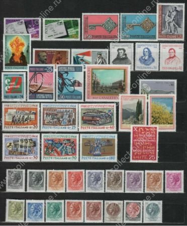 Италия 1968 г. • Mi# • годовой набор • 43 марки, одиночки и полн. серия • MNH OG VF