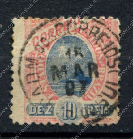 Бразилия 1894-1897 гг. • Sc# 112 • 10 R. • без в.з. • стандарт • Used VF • сдвиг рисунка